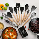 Kit 12 Utensílios de Silicone Luxo com Cabo de Madeira RoyalKitchen™- Promoção Black Friday